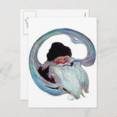 管を煙らしているヴィンテージサンタクロース シーズンポストカード (正面/裏面)