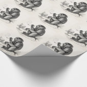 管を煙らしているヴィンテージ猿は動物をまねます ラッピングペーパー (角)