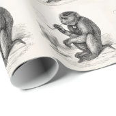 管を煙らしているヴィンテージ猿は動物をまねます ラッピングペーパー (ロールコーナー)