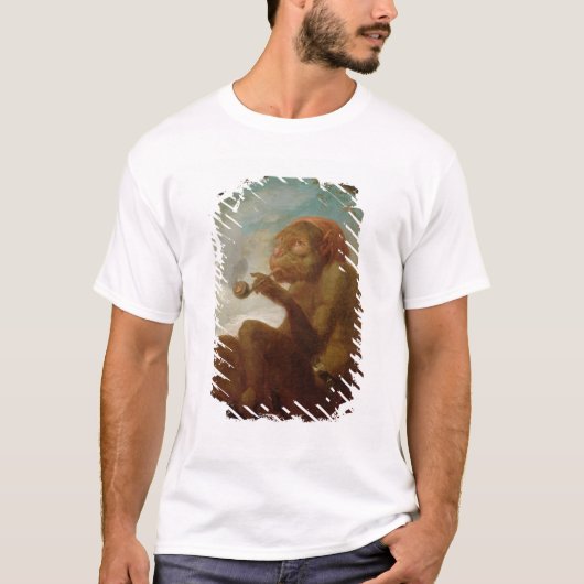 管を煙らしている猿が付いている印 Tシャツ (正面)