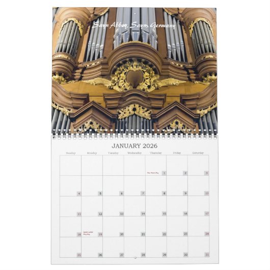 管器官のカレンダーは#2を閉めます カレンダー (1月 2026)