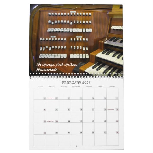 管器官のカレンダーは#2を閉めます カレンダー (2月 2026)