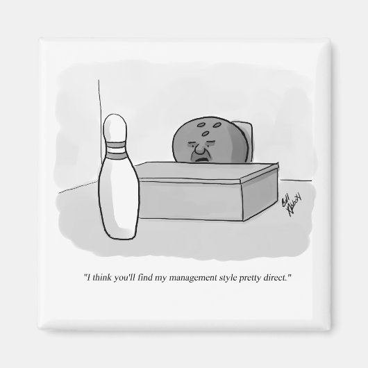 管理おもしろいとリーダーシップ漫画ユーモア マグネット (正面)