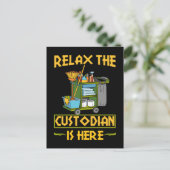 管理おもしろい学校清掃員 ポストカード (スタンド正面)