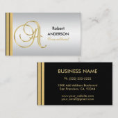 管理のモノグラムのな金ゴールドの黒の銀の手紙「A 名刺 (正面/裏面)