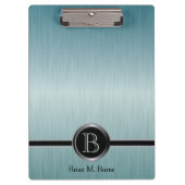 管理のモノグラムのデザイン-ターコイズのブラシの鋼鉄 クリップボード (正面)