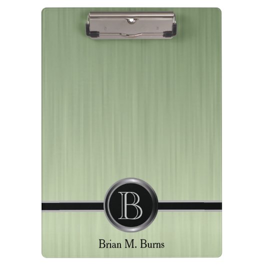 管理のモノグラムのデザイン-ペリドットのブラシの鋼鉄 クリップボード (正面)