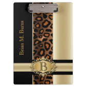 管理のモノグラムのヒョウのデザイン|シャンペン クリップボード (正面)