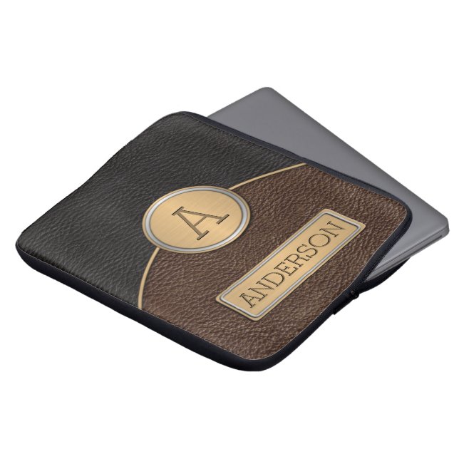 管理のモノグラムの名前のテンプレート ラップトップスリーブ (正面上部)