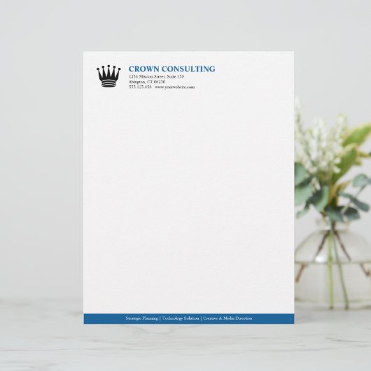 管理の青い縞のカスタムなロゴのプロフェッショナル レターヘッド (スタンド正面)