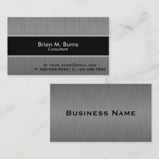 管理の黒いブラシの鋼鉄 名刺 (正面/裏面)