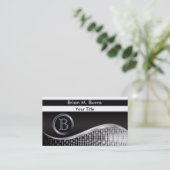管理の黒い|のモノグラムに銀を着せ、 名刺 (スタンド正面)