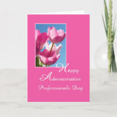 管理アシスタントのデイカード – ピンクのチューリップ カード (正面)