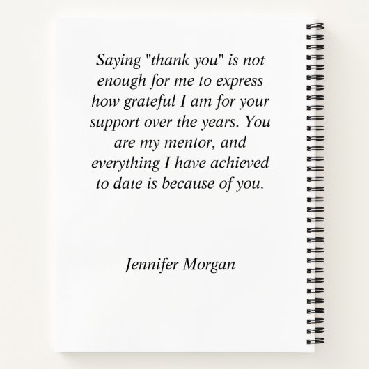 管理者の上司へのメンターのギフト ノートブック (裏面)