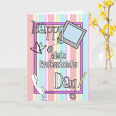 管理者プロフェッショナルの日(ストライプ電話あり) カード (黄色い花)