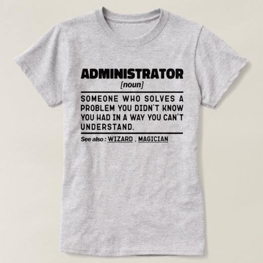 管理者名詞定義管理おもしろい Tシャツ (デザイン正面)