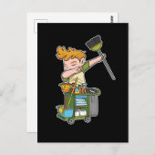 管理職の清掃学校の清掃員の介護 ポストカード (正面/裏面)