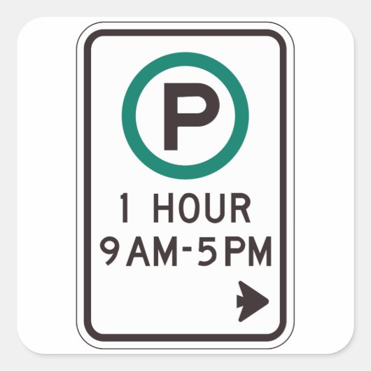 管理駐車場用1時間の駐車標識 スクエアシール (正面)