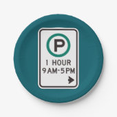 管理駐車場用1時間の駐車標識 ペーパープレート (正面)