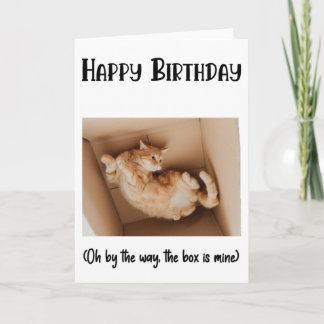 箱おもしろいに入れた誕生日のグリーティングカード カード