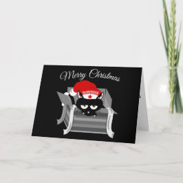 箱に入れたクリスマスのおもしろい猫 シーズンカード
