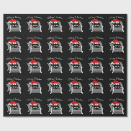 箱に入れたクリスマスのおもしろい猫 ラッピングペーパー