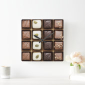 箱のハンドメイドの贅沢なチョコレート スクエア壁時計 (ホーム)
