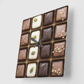 箱のハンドメイドの贅沢なチョコレート スクエア壁時計 (傾斜)