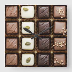 箱のハンドメイドの贅沢なチョコレート スクエア壁時計