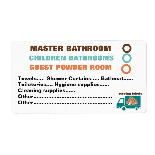箱の中に何がラベルを移動する – バスルーム ラベル (正面)