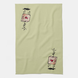 箱の中のハートのキャラクター キッチンタオル