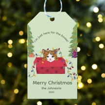 箱の中の可愛い猫 クリスマスギフトタグ