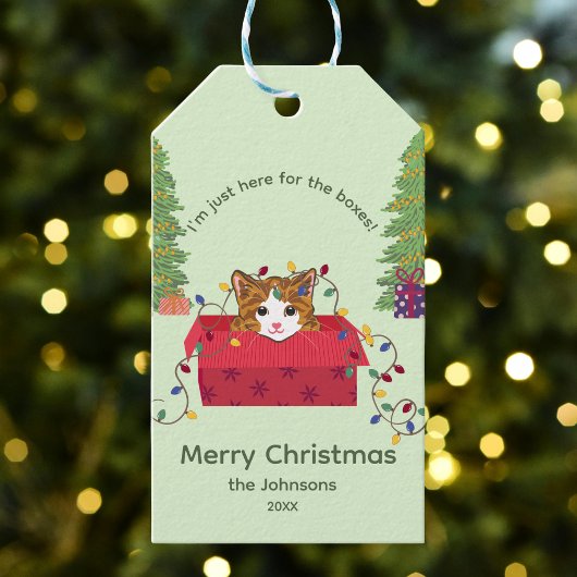 箱の中の可愛い猫 クリスマスギフトタグ ギフトタグ