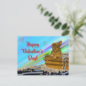 箱の中の子犬ハッピーバレンタインデー! ポストカード (スタンド正面)