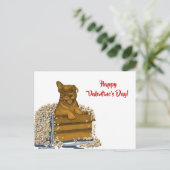 箱の中の子犬ハッピーバレンタインデー! ポストカード (スタンド正面)