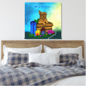 箱の中の子犬，メリークリスマス キャンバスプリント (インサイチュ (寝室))