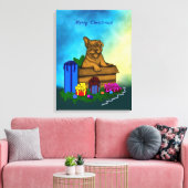 箱の中の子犬，メリークリスマス キャンバスプリント (インサイチュ (リビング))