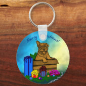 箱の中の子犬，メリークリスマス キーホルダー (正面)