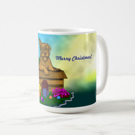 箱の中の子犬，メリークリスマス コーヒーマグカップ