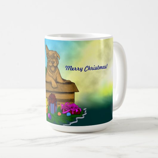 箱の中の子犬，メリークリスマス コーヒーマグカップ (正面右)