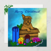 箱の中の子犬，メリークリスマス シーズンカード (正面/裏面)