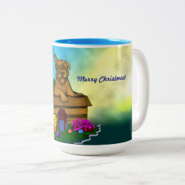 箱の中の子犬，メリークリスマス ツートーンマグカップ