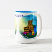 箱の中の子犬，メリークリスマス ツートーンマグカップ (正面右)