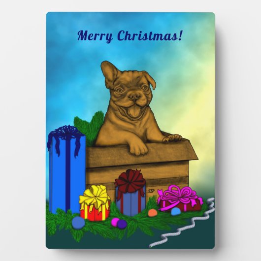 箱の中の子犬，メリークリスマス フォトプラーク (正面)