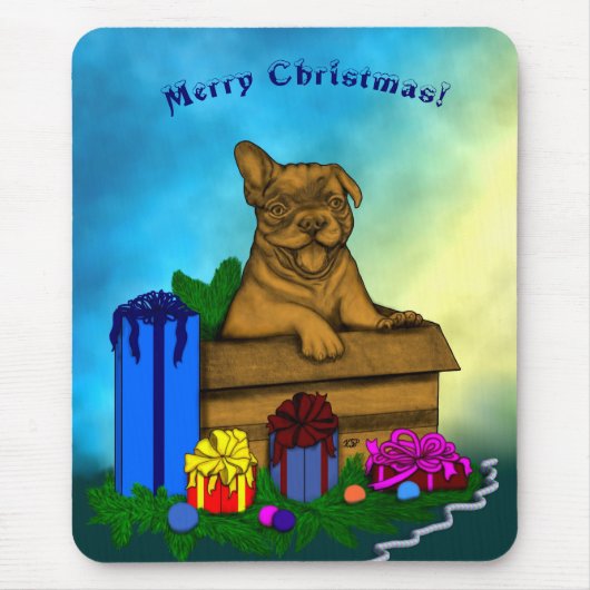 箱の中の子犬,メリークリスマス マウスパッド (正面)