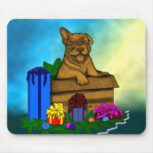 箱の中の子犬，メリークリスマス マウスパッド (正面)