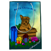 箱の中の子犬，メリークリスマス ミディアムペーパーバッグ (正面)