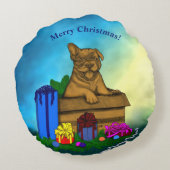 箱の中の子犬，メリークリスマス ラウンドクッション (裏面)