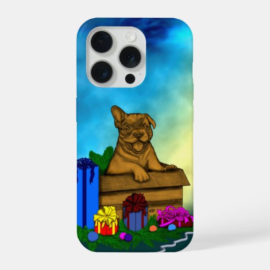 箱の中の子犬，メリークリスマス iPhoneケース (裏面)