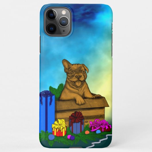 箱の中の子犬，メリークリスマス iPhoneケース (裏面)